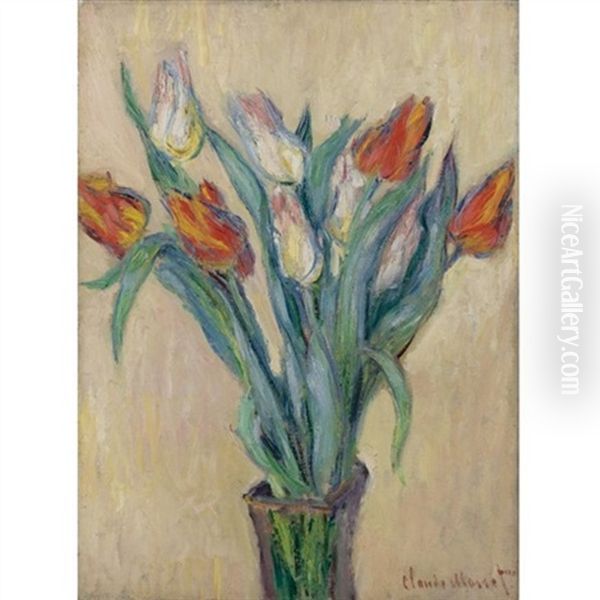 Vase De Tulipes Oil Painting by Claude Oscar Monet
