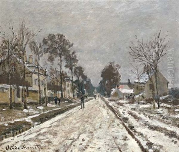 Route A Louveciennes, Effet De Neige Oil Painting by Claude Oscar Monet