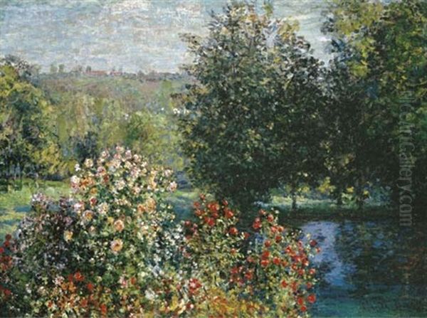 Les Rosiers Dans Le Jardin De Montgeron Oil Painting by Claude Oscar Monet