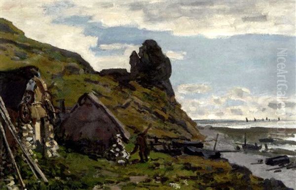 Les Cabanes A Sainte-adresse Oil Painting by Claude Oscar Monet