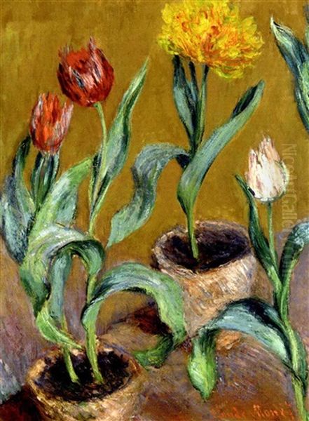 Pots De Tulipes Oil Painting by Claude Oscar Monet