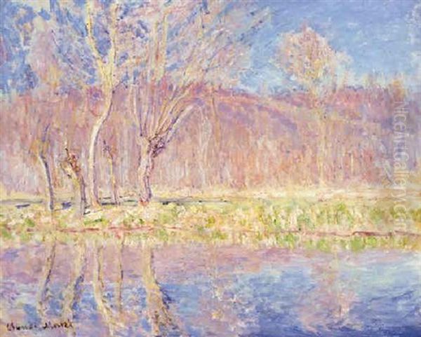 Arbres Au Bord De L'eau, Printemps A Giverny Oil Painting by Claude Oscar Monet