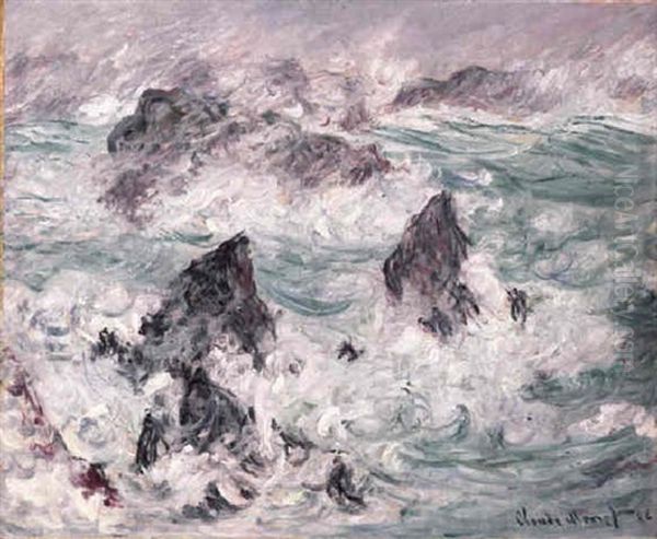 Tempete A Belle-ile Oil Painting by Claude Oscar Monet