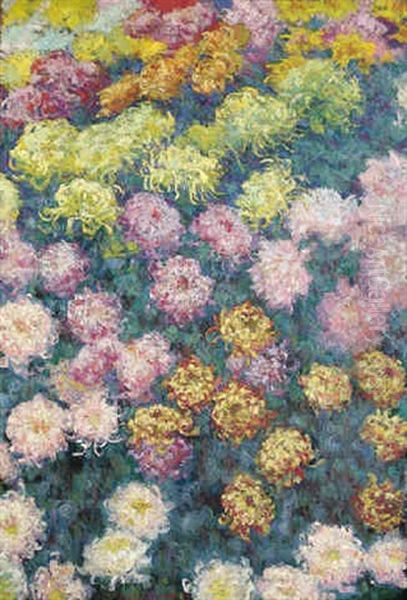 Massif De Chrysanthemes Oil Painting by Claude Oscar Monet