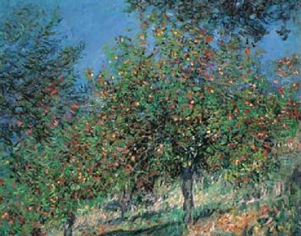 Pommiers Sur La Cote De Chantesmesle Oil Painting by Claude Oscar Monet