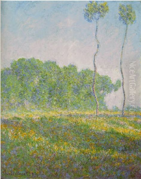 Paysage De Printemps (giverny) Oil Painting by Claude Oscar Monet