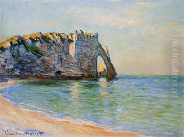 La Falaise D'aval, La Porte Et L'aiguille Oil Painting by Claude Oscar Monet