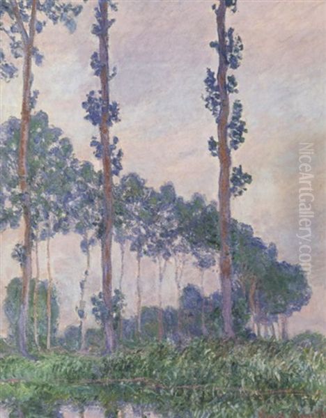 Les Trois Peupliers, Temps Gris Oil Painting by Claude Oscar Monet