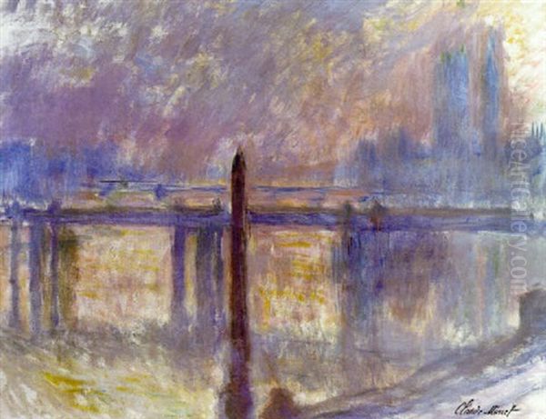 L'aiguille De Cleopatre Et Charing Cross Bridge Oil Painting by Claude Oscar Monet