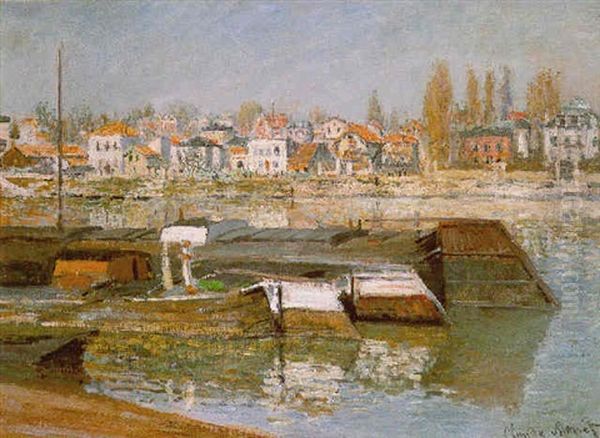 La Seine A Asnieres Oil Painting by Claude Oscar Monet