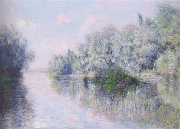 La Seine Pres De Giverny Oil Painting by Claude Oscar Monet