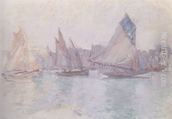 Bateaux Dans Le Port Du Havre Oil Painting by Claude Oscar Monet