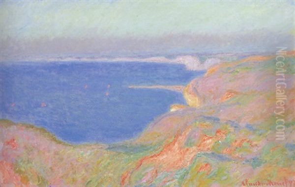Sur La Falaise Pres De Dieppe, Soleil Couchant Oil Painting by Claude Oscar Monet