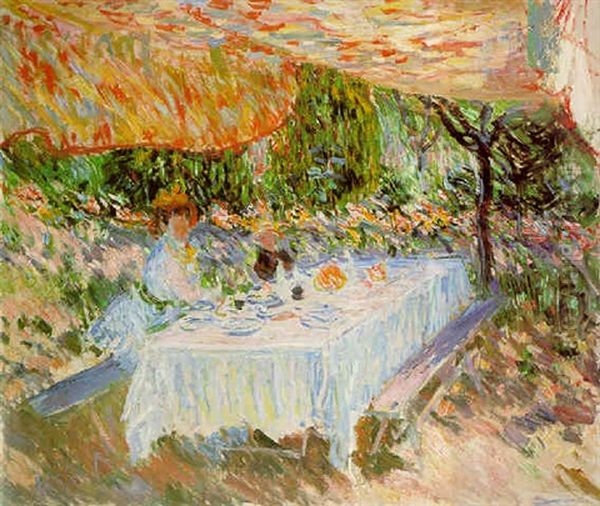 Le Dejeuner Sous La Tente Oil Painting by Claude Oscar Monet