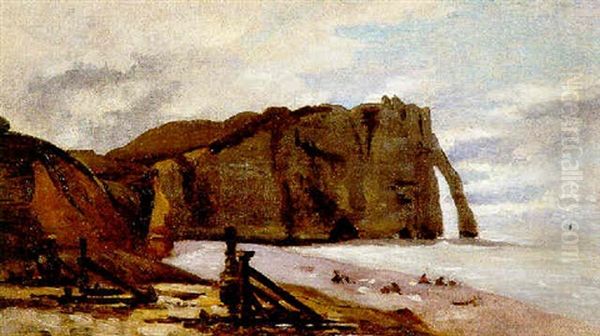 Etretat, Porte Et Falaise D'aval Oil Painting by Claude Oscar Monet