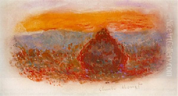 Meule, Soleil Couchant Oil Painting by Claude Oscar Monet