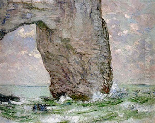 La Manneporte Vue En Aval Oil Painting by Claude Oscar Monet