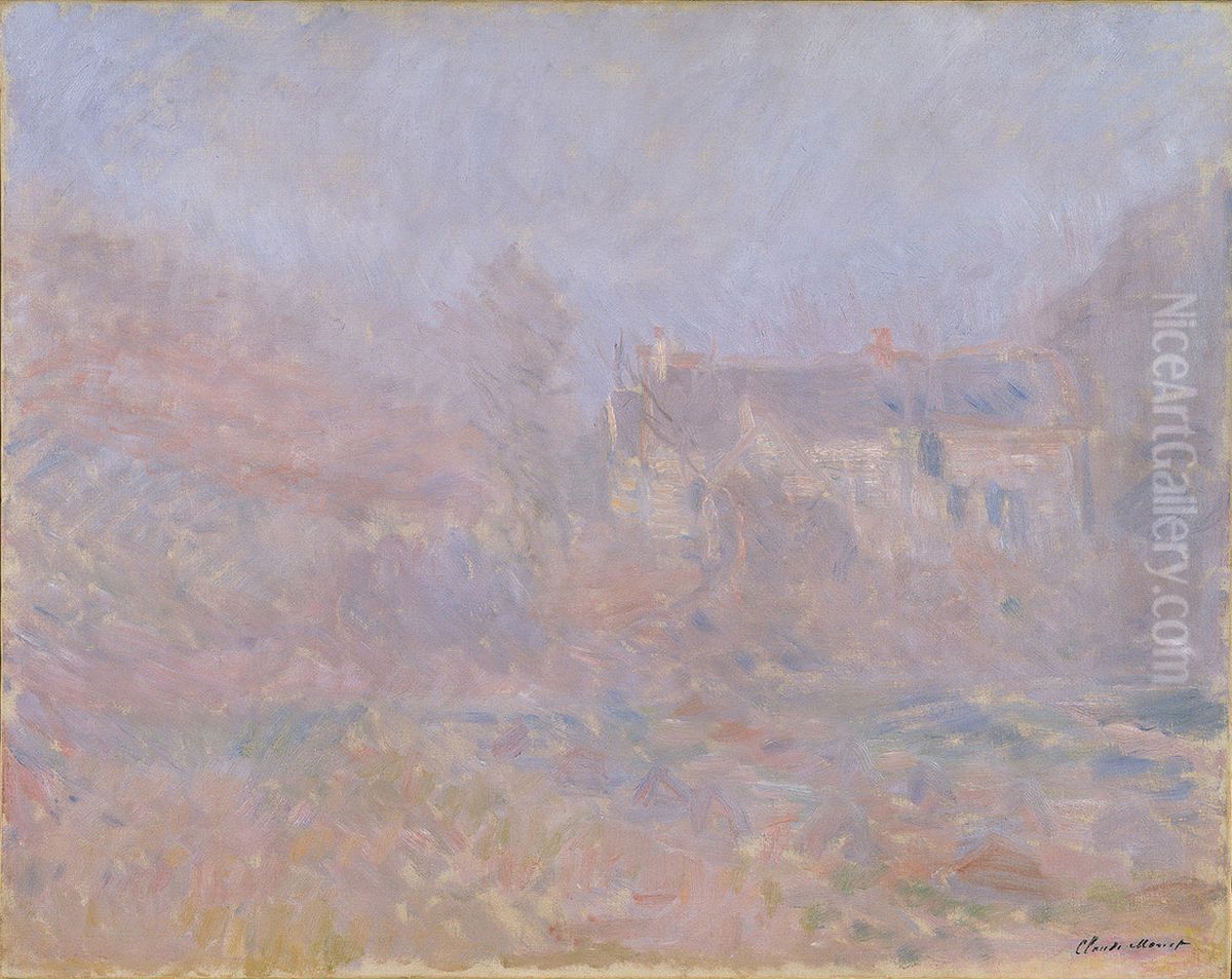 Maisons A Falaise, Brouillard Oil Painting by Claude Oscar Monet