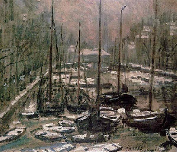 Le Geldersekade A Amsterdam, L'hiver Oil Painting by Claude Oscar Monet