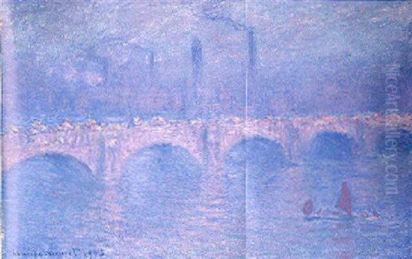 Waterloo Bridge, Soleil Voile Oil Painting by Claude Oscar Monet