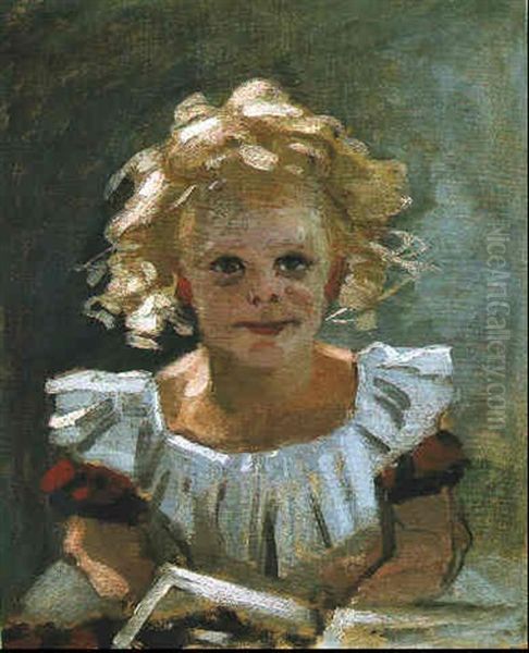 Portrait Du Petit Louis Gaudibert Oil Painting by Claude Oscar Monet