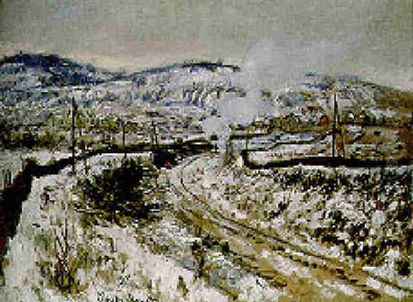 Train Dans La Neige A Argenteuil Oil Painting by Claude Oscar Monet