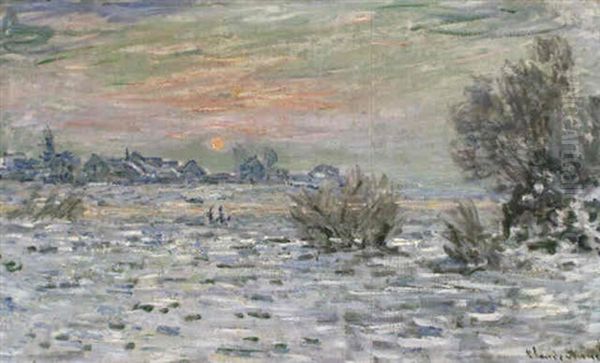 Hiver Sur La Seine, Lavacourt Oil Painting by Claude Oscar Monet