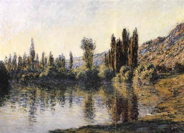 La Seine...vetheuil Oil Painting by Claude Oscar Monet