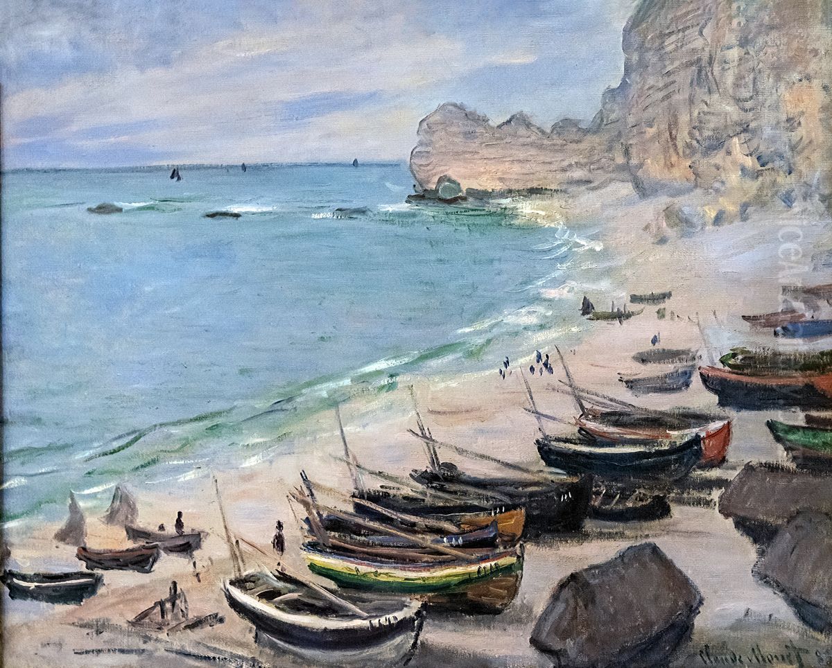 Bateaux Sur La Plage A Etretat Oil Painting by Claude Oscar Monet