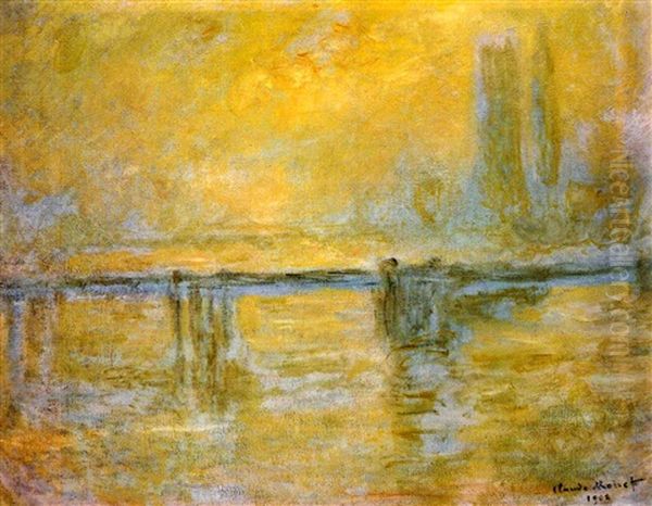 Charing Cross Bridge, Brouillard Oil Painting by Claude Oscar Monet
