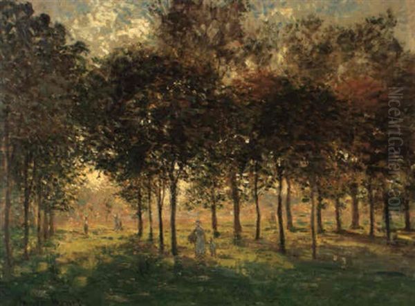 La Promenade D'argenteuil, Soleil Couchant Oil Painting by Claude Oscar Monet