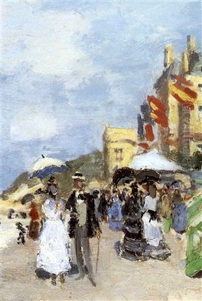 La Plage A Trouville Oil Painting by Claude Oscar Monet