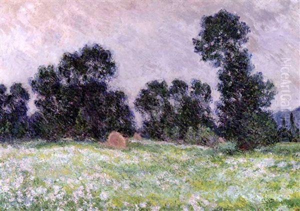 Prairie Fleurie A Giverny Oil Painting by Claude Oscar Monet
