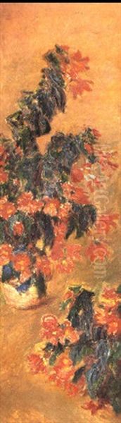 Azalees Rouges En Pot Oil Painting by Claude Oscar Monet