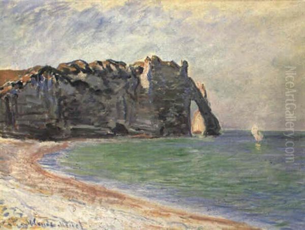 Etretat: Falaise Et Porte D'aval Oil Painting by Claude Oscar Monet