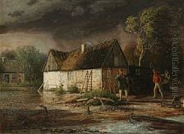 A Country House By The Sea Oil Painting by David Monies