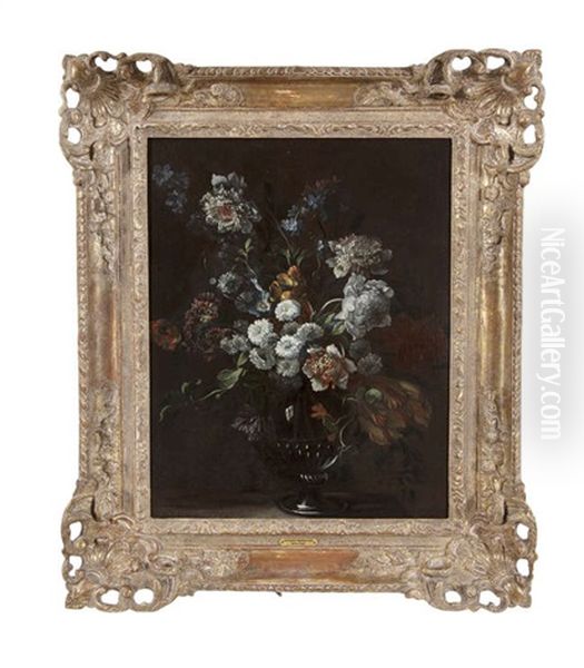 Still Life With Urn Of Flowers Oil Painting by Antoine (Baptiste M.) Monnoyer