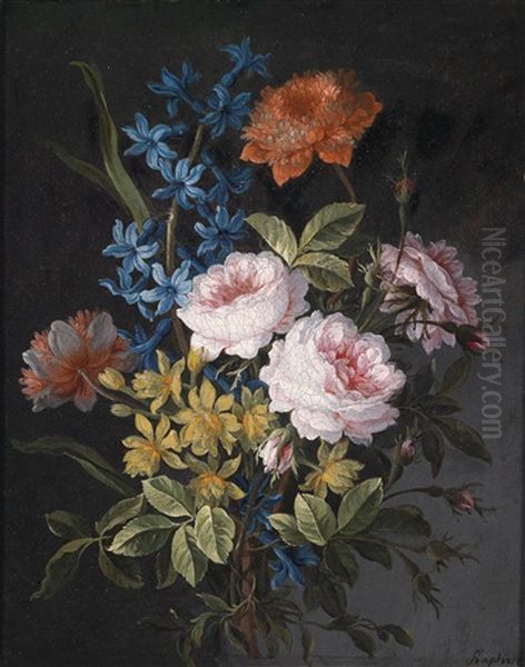 Ein Blumenstillleben Von Rosen, Anemonen Und Anderen Blumen Oil Painting by Antoine (Baptiste M.) Monnoyer