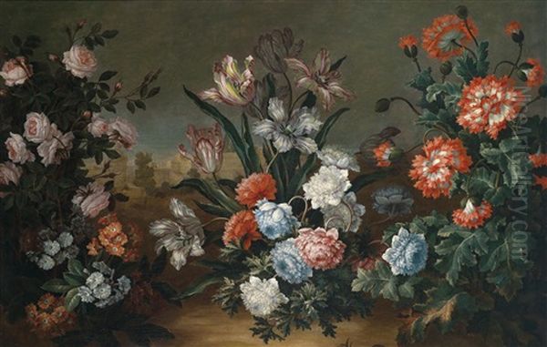 Blumenstillleben Oil Painting by Antoine (Baptiste M.) Monnoyer