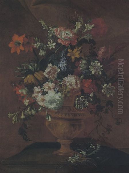 Grosser, Dekorativer Blumenstrauss Oil Painting by Antoine (Baptiste M.) Monnoyer