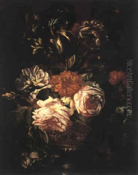 Blumenstrauss In Einer Vase Oil Painting by Antoine (Baptiste M.) Monnoyer