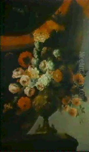 Une Couronne Imperiale, Des Oeillets, Des Roses, Une Branche De Lilas Et D'autres Fleurs... Oil Painting by Jean-Baptiste Monnoyer