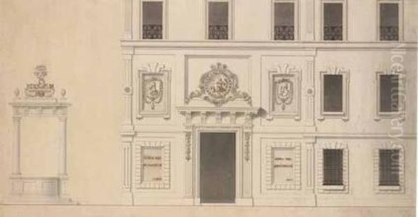 Facciata Di Palazzo Oil Painting by Giovanni Carlo Bibiena