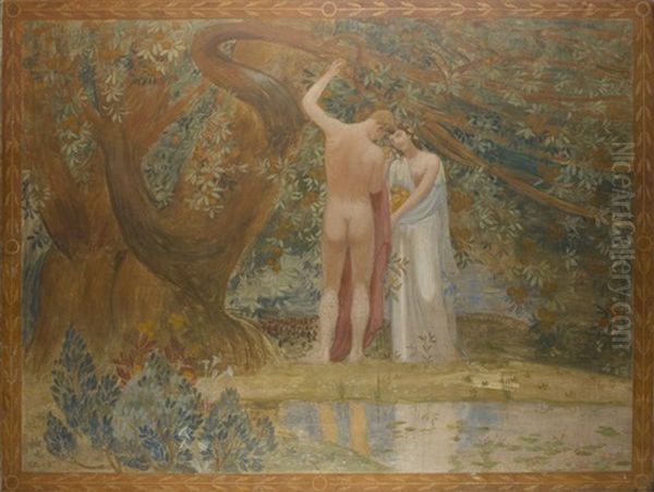 Adam Et Eve Oil Painting by Constant Montald