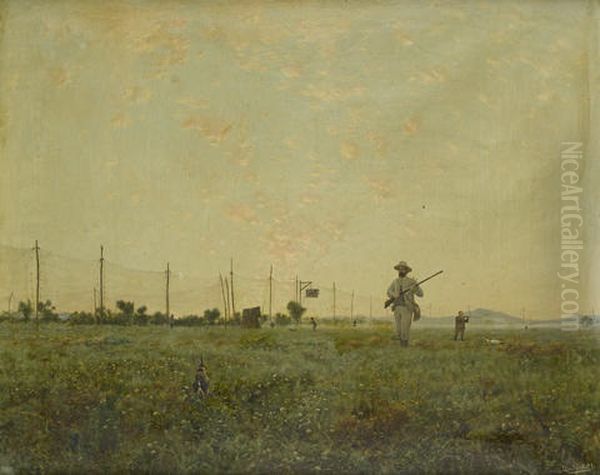 Scena Di Caccia Nella Campagna Oil Painting by Eduardo Monteforte