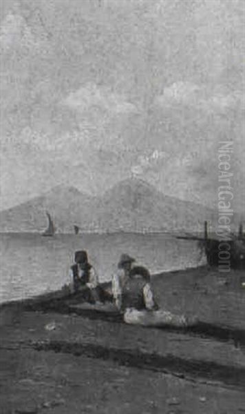 Il Rammendo Delle Reti Oil Painting by Vincenzo Montefusco