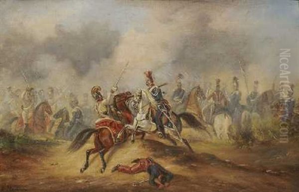 Reitergefecht Oil Painting by Dietrich Monten