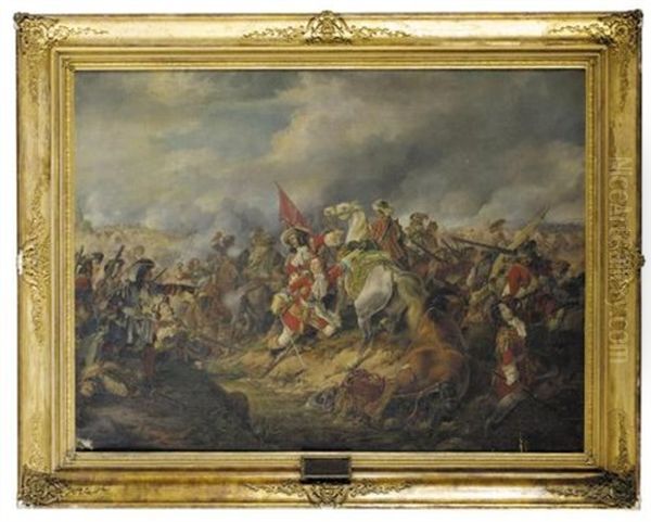 Georg, Prince Of Hanover, In The Battle Of Nerwinden, 29th July 1693 (georg Kurprinz Von Hannover In Der Schlacht Von Nerwinden Am 29. Juli 1693) Oil Painting by Dietrich Monten