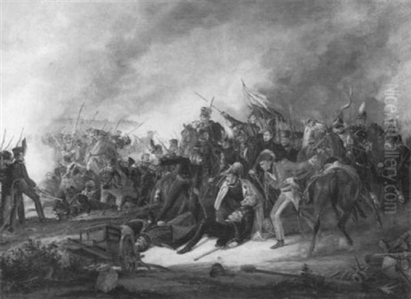 Der Tod Des Herzogs Friedrich Wilhelm Von Braunschweig Bei Quatrebras Oil Painting by Dietrich Monten