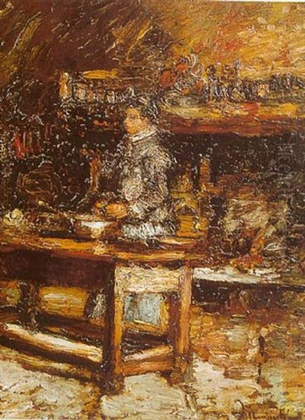 Ritratto Di Gentiluomo [&] Ritratto Di Gentildonna Oil Painting by Adolphe Joseph Thomas Monticelli